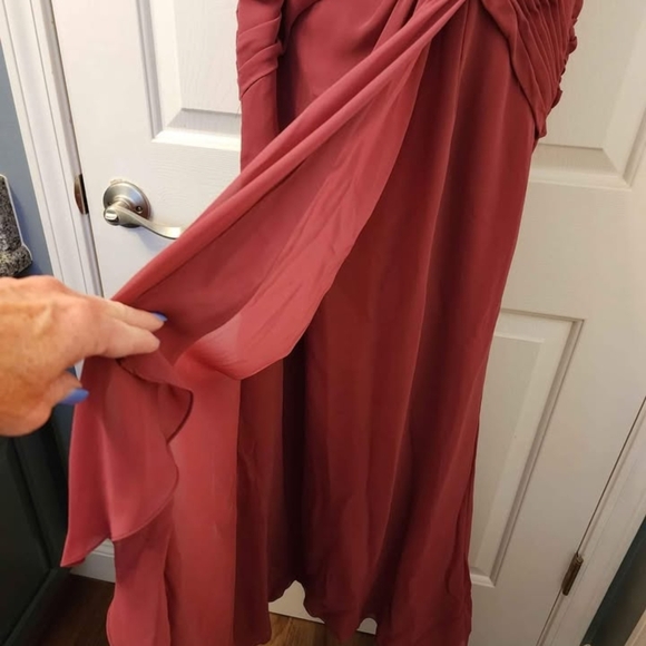 Azazie Raspberry Colored Ruched Embellished Gown - Picture 6 of 6